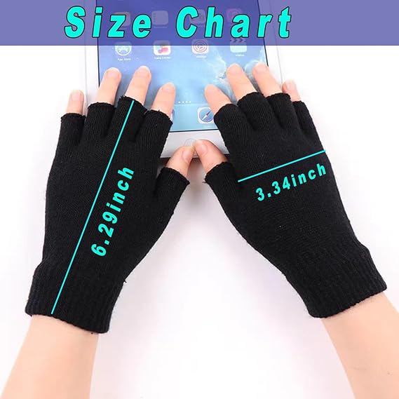 Unisex Black Touchscreen Gloves 2 Pack - Ideal for Work Writing Typing with Half Fingers — image 6