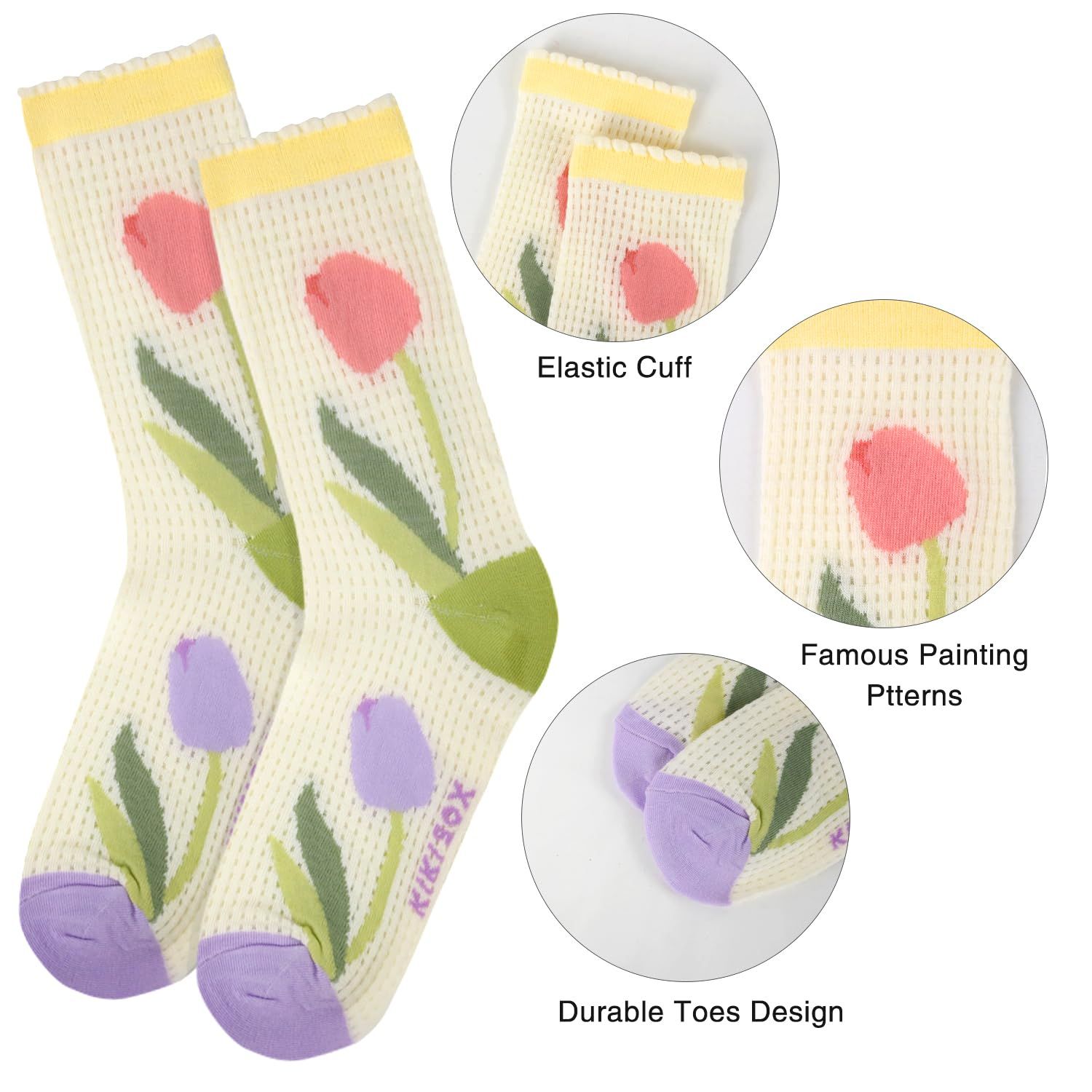 4 Pairs Sox Womens Novelty Funny Crew Socks Girls Cute Animal Colorful Floral Patterned Silly Funky Casual Cotton Socks — image 4