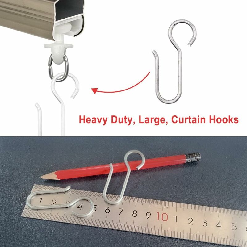 Curtain Clips, 40 Pieces Curtain Rail Hooks, Heavy Duty Zinc Curtain Hooks, for Door Curtains, etc. (50x2.5mm) — image 2