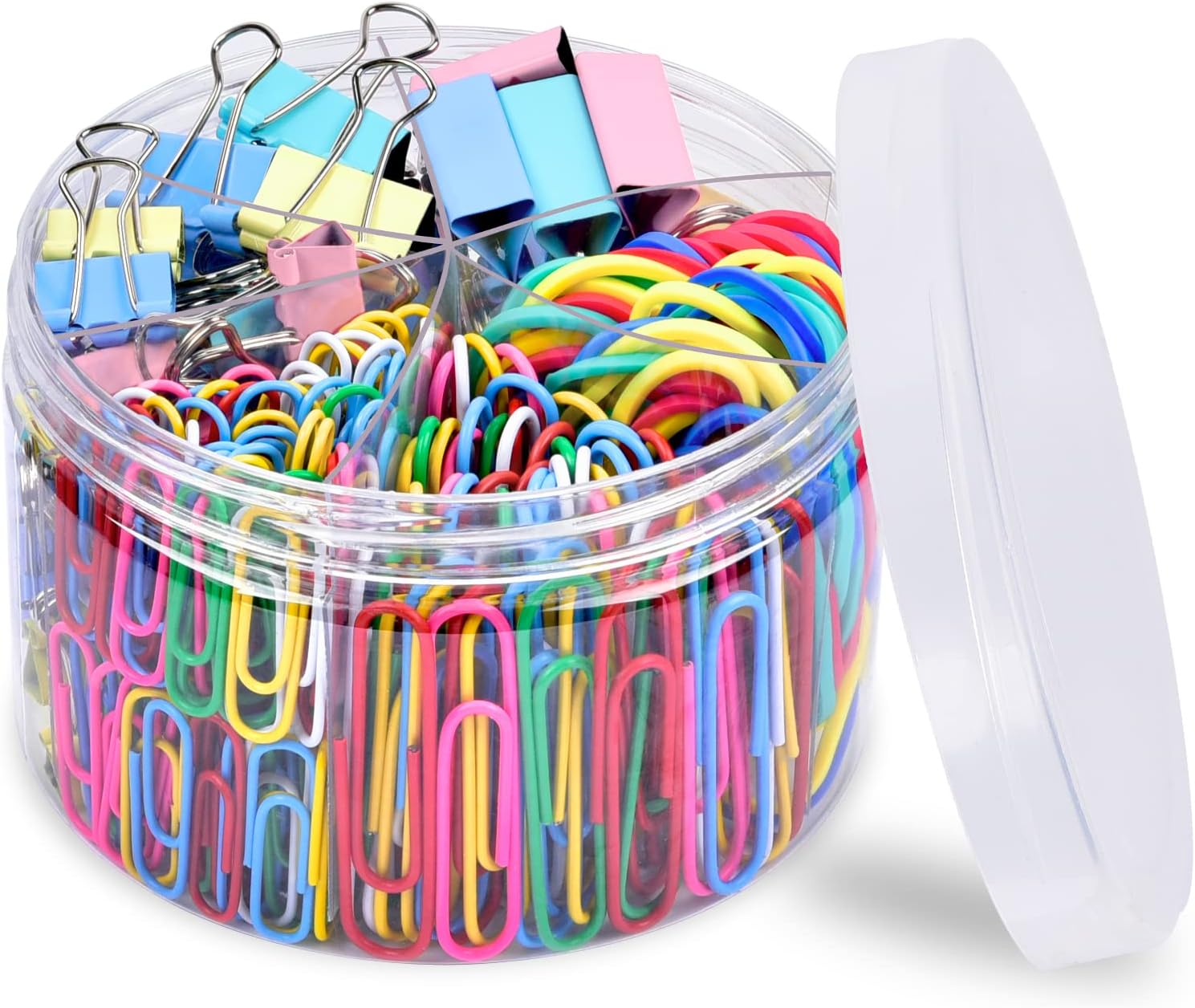 Paper Clips, 300pcs Paperclips Binder Clips Assorted Sizes (S/M/L) and Rubber Bands, Colored Office Supplies Set College School Supplies