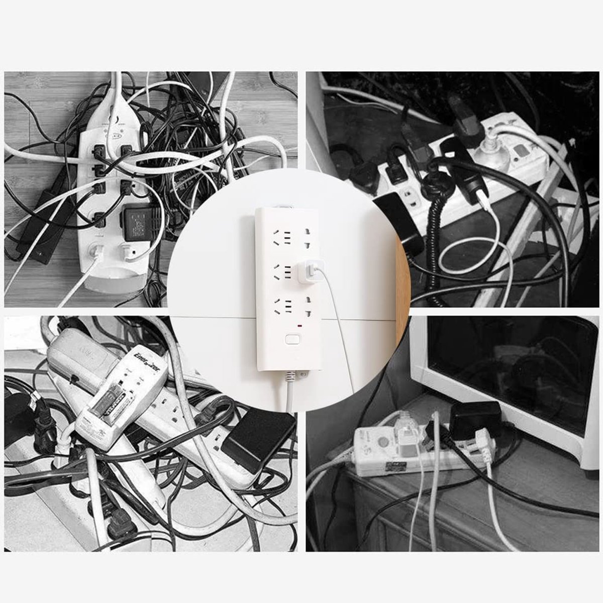 Self-adhesive - Desk socket holder - No perforation - Self-adhesive socket holder - Cable management - No perforation surge protection - Power strip holder โ image 5
