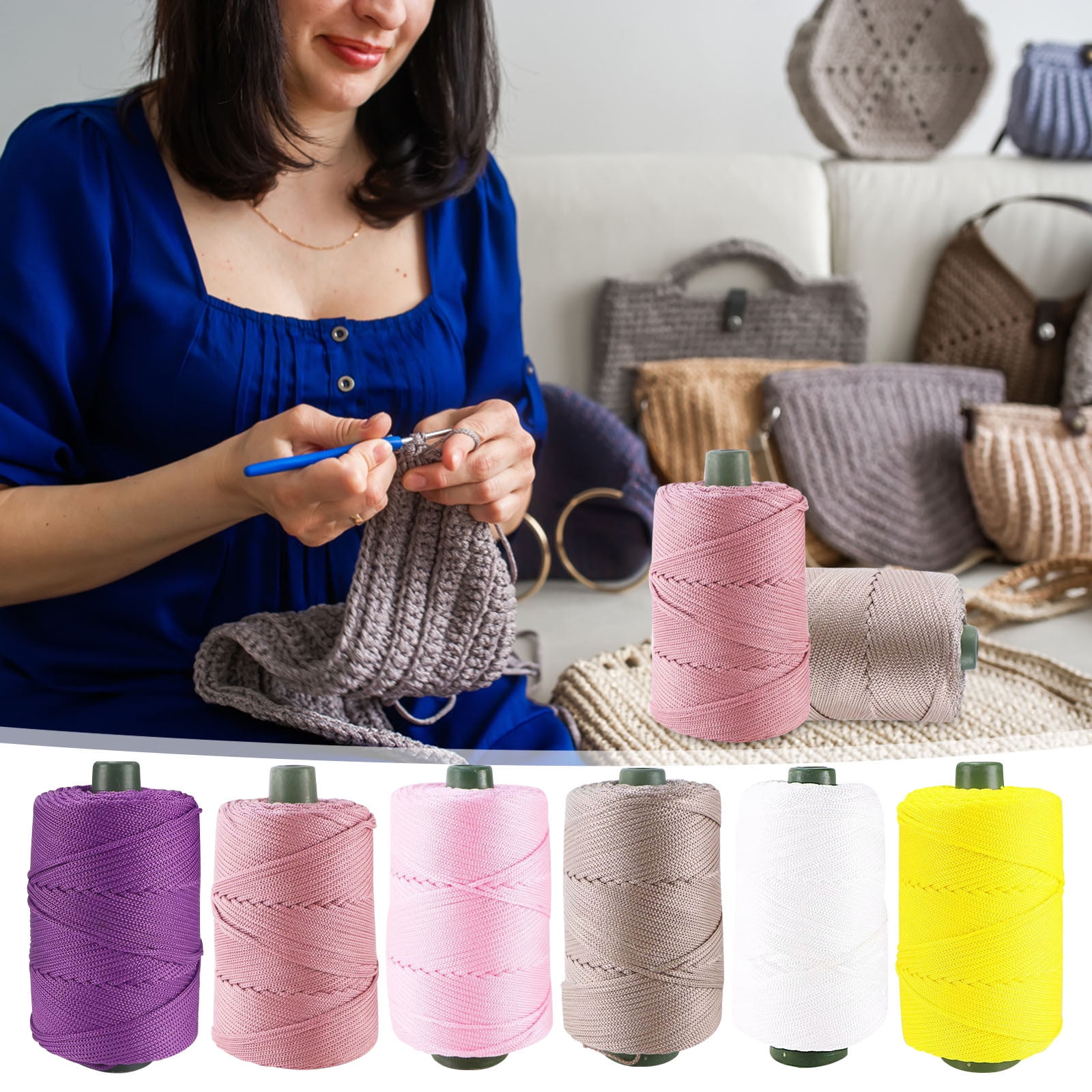 32 Colors Macrame Cotton Cord 200g/7.05oz,100% Natural Handmade 4 Strands Twisted Cotton Rope Polyester Thread Spools for Wall Hanging Plants Hangers Gift — image 5
