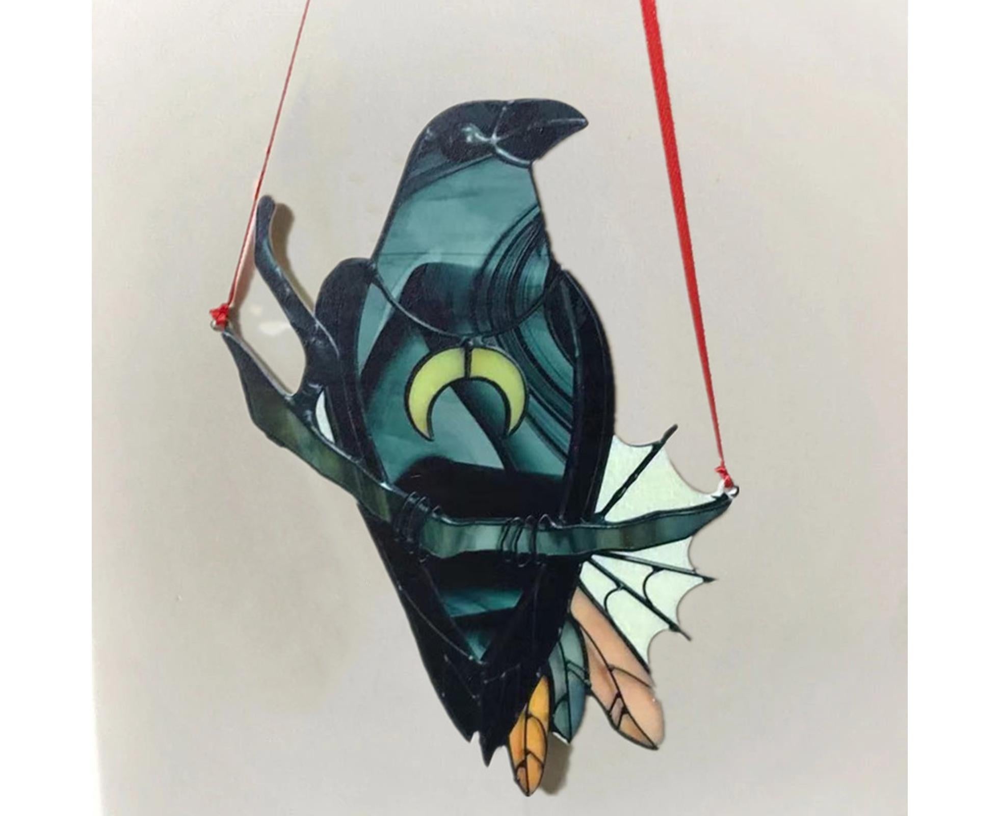 Pendant Crow Pattern Landscaping Ornaments Acrylic Door Wall Hanging Ornaments for Home-Black — image 5