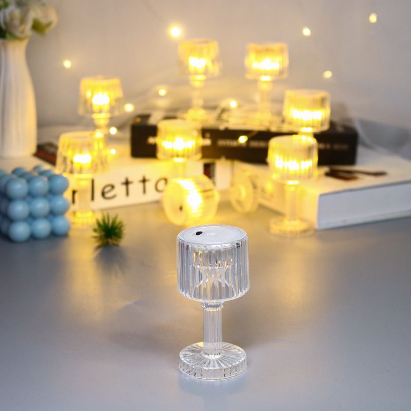2 Pack Warm White Clear Crystal Mini Acrylic LED Desk Lamps, Mini Table Lamp, Appropriate for a Child`s Party, Child`s Vanity — image 2