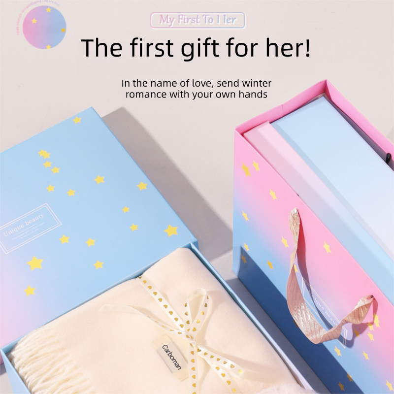 White Winter Scarf Gift Box Set for Women (4-Piece Set: Earmuffs, Hat, Gloves, and Scarf)- Soft Warm Scarf with Luxury Gift Packaging Birthday Present for — image 4