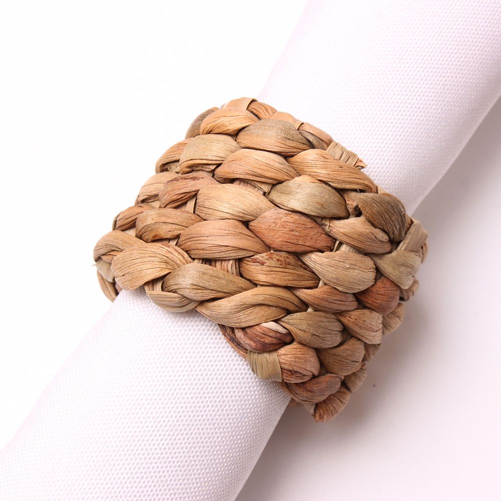 Napkin Rings Set of 12, Farmhouse Table Decor Handmade by Natural Water Hyacinth, Fall Rustic for Thanksgiving, Christmas, Wedding Table Dinnerware Decoration — image 5