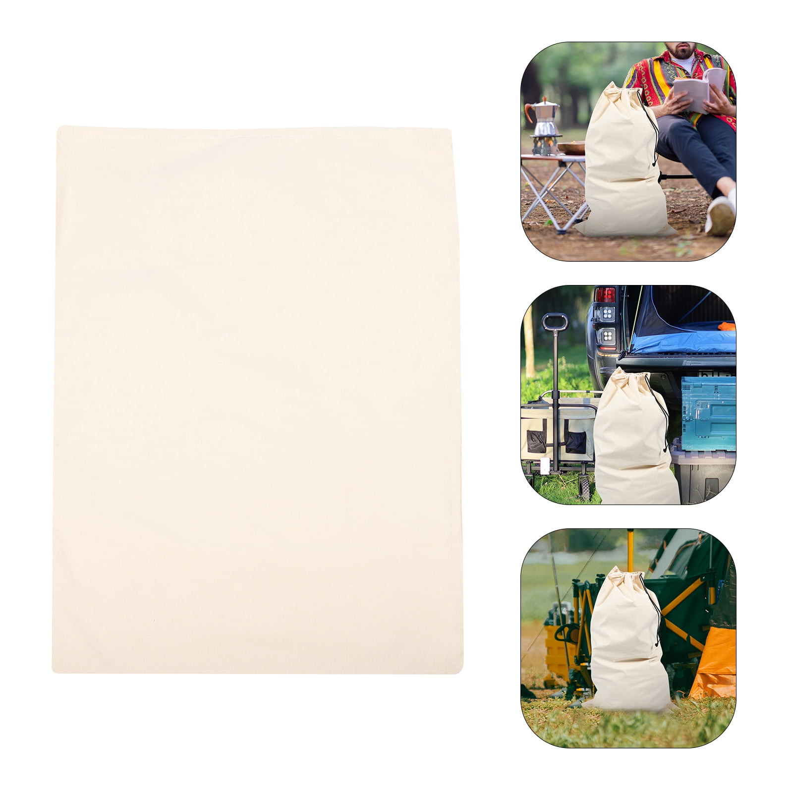 Large Capacity Canvas Drawstring Camping Bag, Outdoor Packing Sack for Hiking, Travel, and Sports 120.00 × 74.00 × 0.10CM Beige — image 4