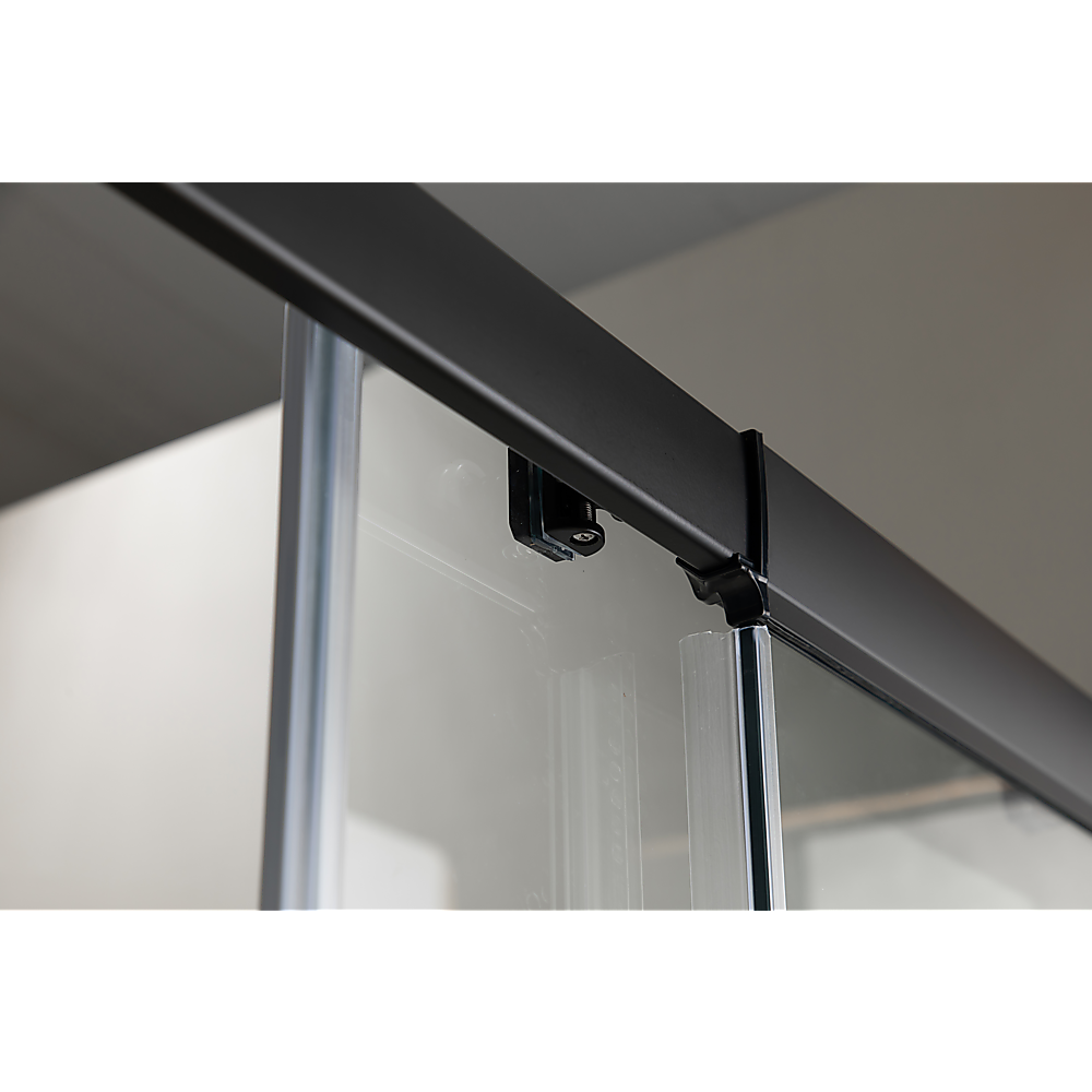 Adjustable 1300x920mm Single Door Corner Sliding Glass Shower Screen in Black โ image 4