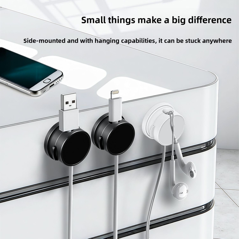 10-PCS White 360 Degree Rotating Cable Organizer with Magnetic Mount for Desktop Wire Management โ image 5