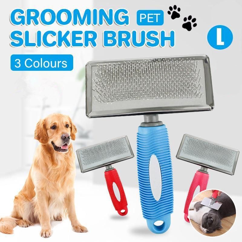 L Size Hair Shedding Grooming Trimmer Comb Brush Slicker Undercoat Rake Pet Dog Cat - Blue — image 2