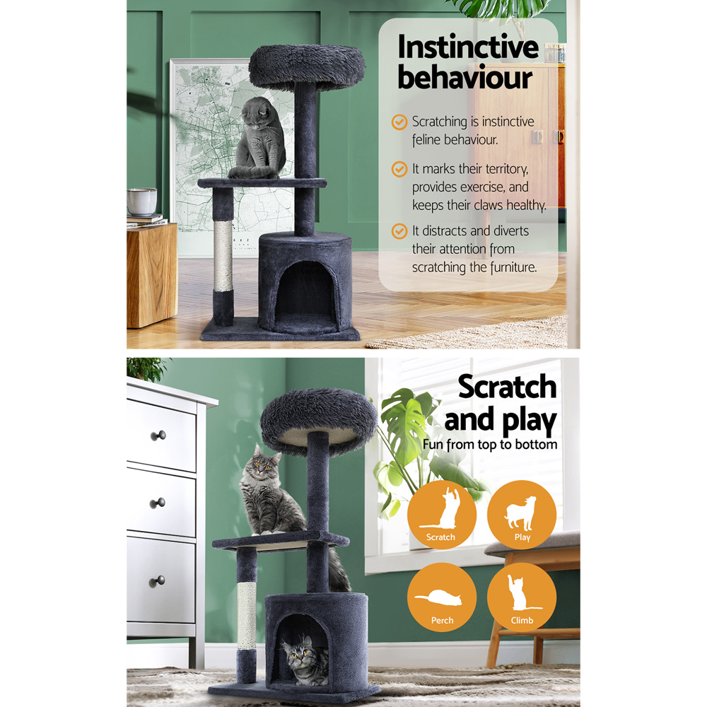 i.Pet Cat Tree 94cm Scratching Post Tower Scratcher Condo House Wood Trees Grey โ image 5