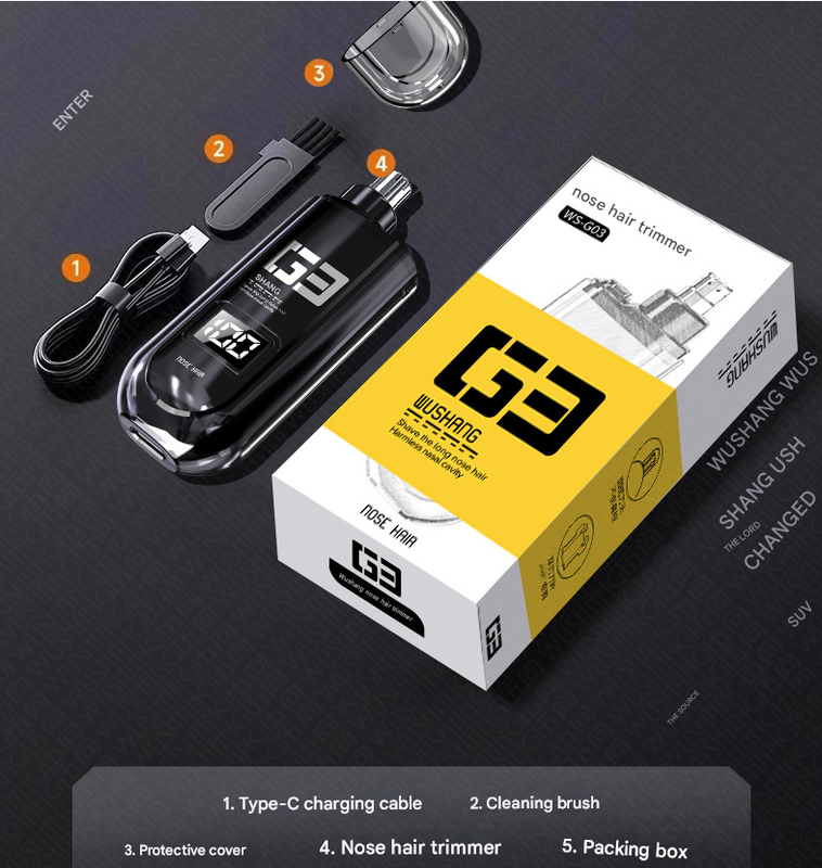 Black Painless Electric Nose & Ear Hair Trimmer - USB-C Rechargeable Grooming Tool with LED Battery Display for Men and Women โ image 6