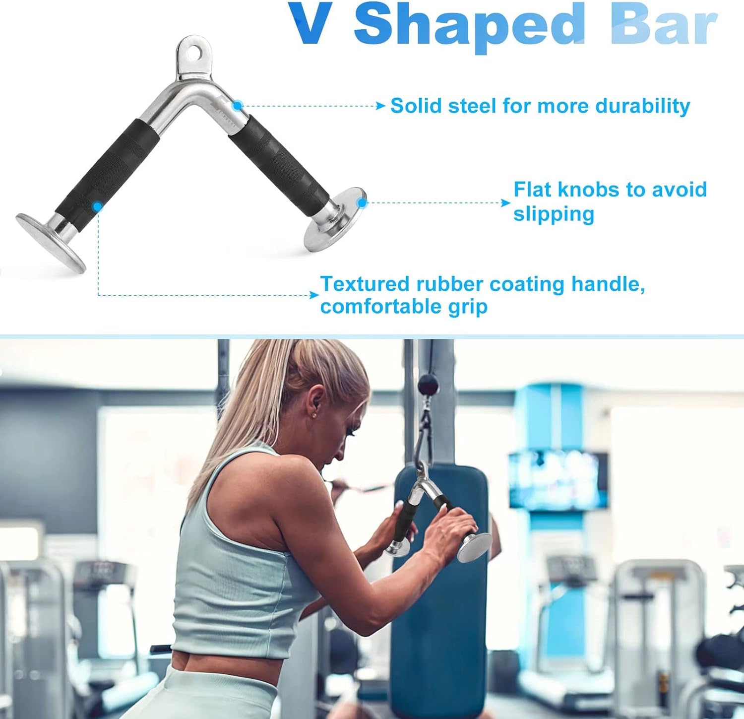 LAT V Bar V Pull Down Handle Row Handle Cable Machine Attachment โ image 4