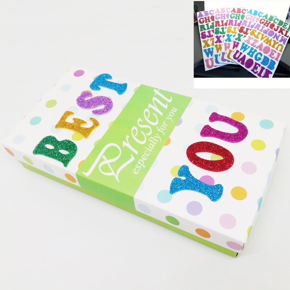 5 Sheets 210PCS Colorful Glittery Foam Self Adhesive Letters Stickers,Foam Letter Stickers Alphabet for Kid's Arts Craft Supplies Greeting Cards Scrap Books β image 3