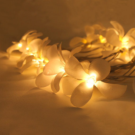 1 Set of 20 LED White Frangipani Flower Battery String Lights Christmas Gift Home Wedding Beach Party Decoration Outdoor Table Centrepiece โ image 4