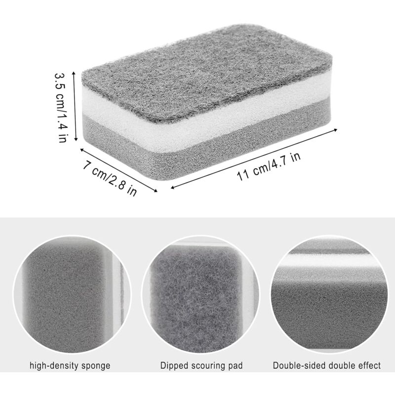 24 Pack Kitchen Cleaning Sponges Bulk, Non-Scratch Dish Sponges For Bathroom, Dishwashing, And Dishes - Gray — image 2