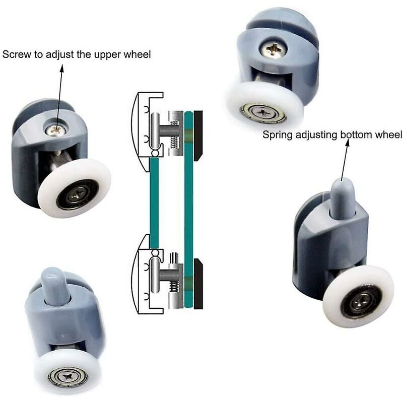 Shower Door ROllers 8 Pieces Shower Door ROllers 23Mm Shower Door ROllers Shower Cabin ROllers For Bathroom, 4 Upper — image 4
