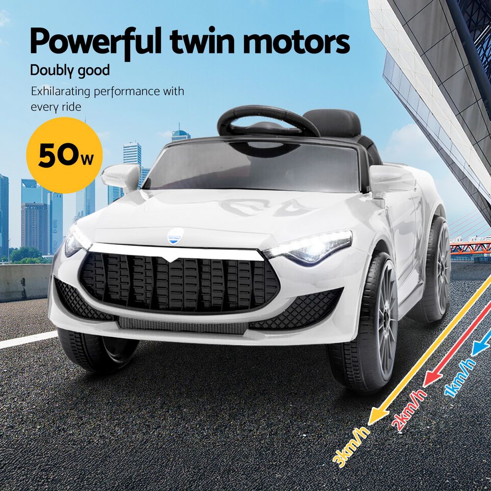Rigo Kids Electric Ride On Car Cars Music Headlight Remote Control 12V White โ image 4