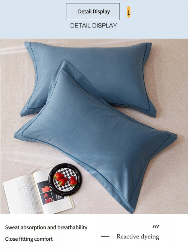 Blue Pure Cotton Flannel Pillowcase Set - Soft, Thickened, Solid Color (Pair, 48x74cm) โ image 6