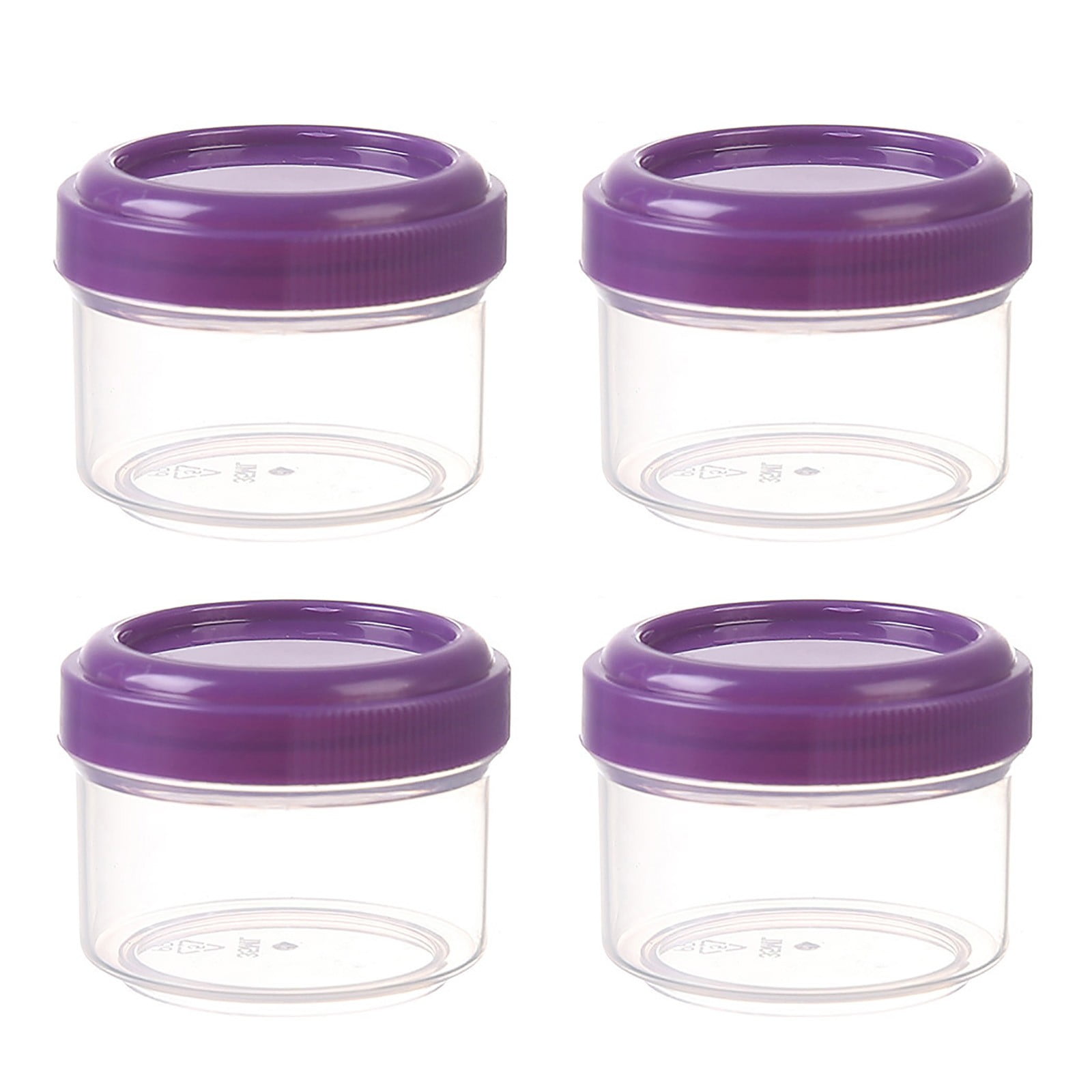 4 Pieces Plastic Jars With Lids, Small Plastic Storage Jars With Screw On Lids, Mini Wide-Mouth Refillable Storage Containers, Empty, Purple