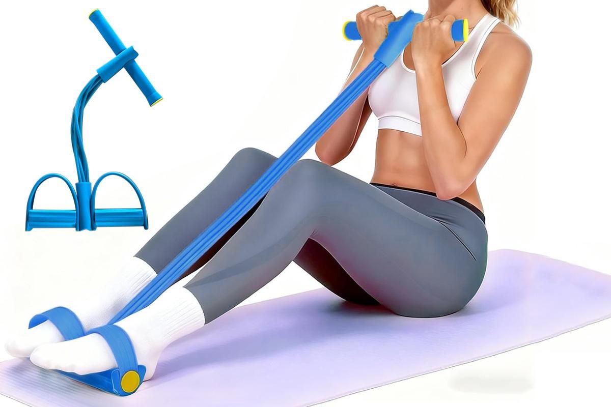 6 Tube Resistance Band Ankle Puller Foot Pedal Fitness Exercise Rope - Blue โ image 3