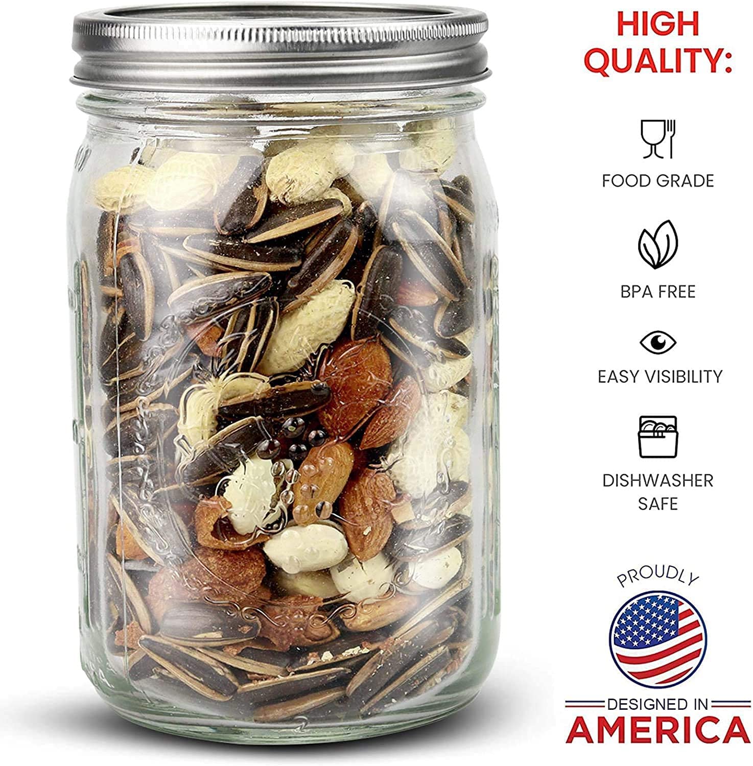 12 Pieces Canning Jars - 480ml Mason Jar Empty Glass Spice Bottles with Airtight Lids and Labels — image 5