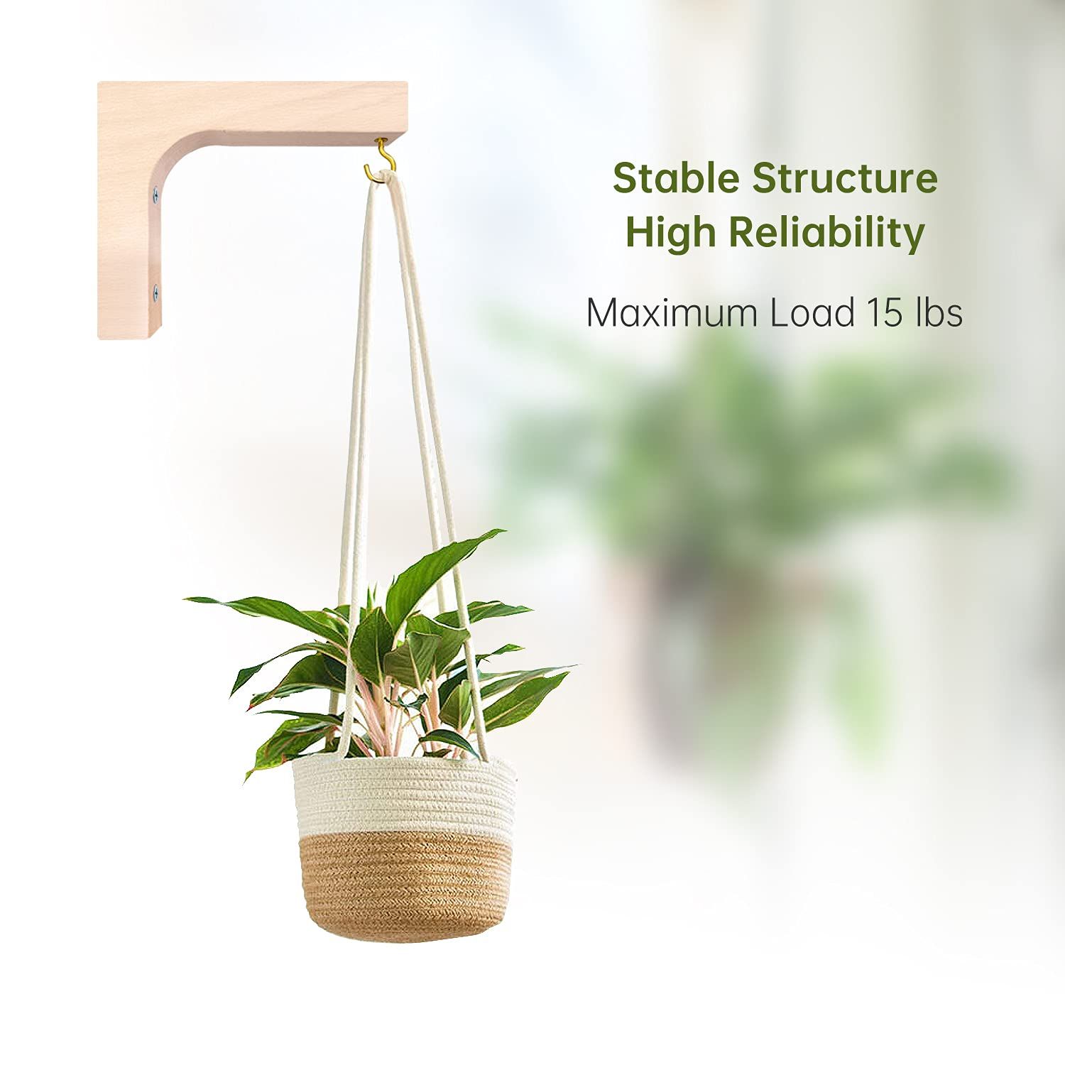 Wood Hanging Plant Hook Wooden Plant Hanger Wall Planter Hook Lantern Hanging Hook Wind Chime Hanger Decorative Hanging Bracket โ image 2