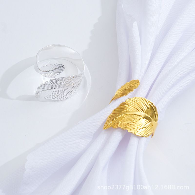2pc Gold Leaf Napkin Rings Set of Leaves Napkin Rings for Table Setting, Metal Leaf Napkin Holder Rings for Holiday Party โ image 3