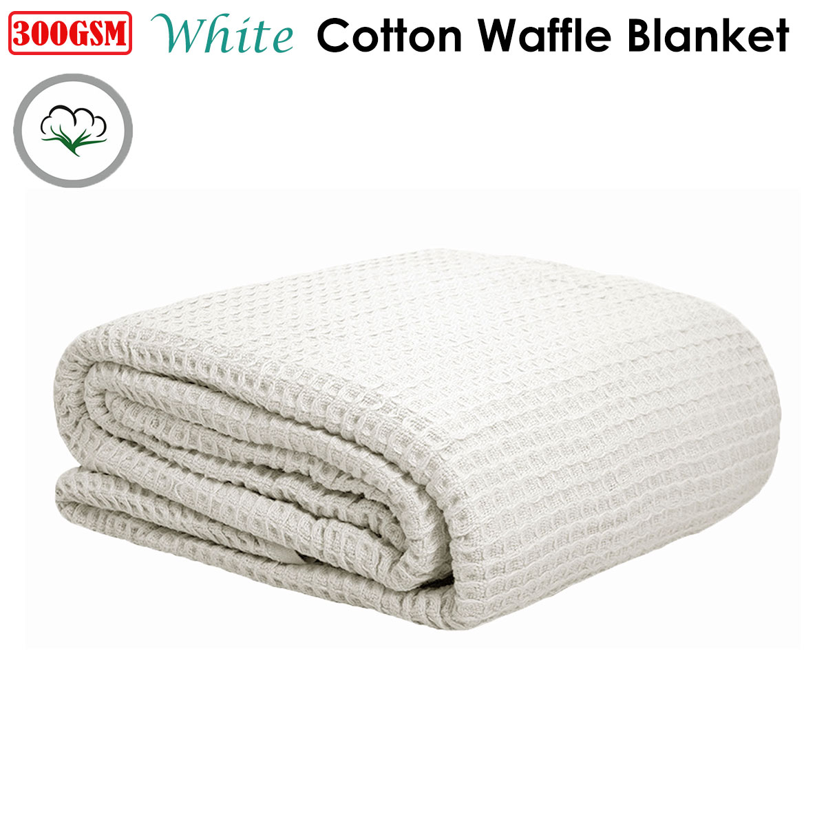 Cotton Waffle Blanket White Single โ image 2
