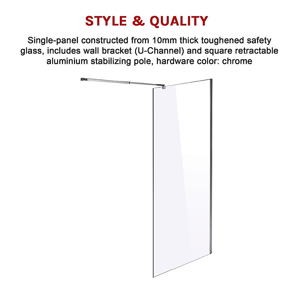 1100 x 2100mm Frameless 10mm Safety Glass Shower Screen โ image 5