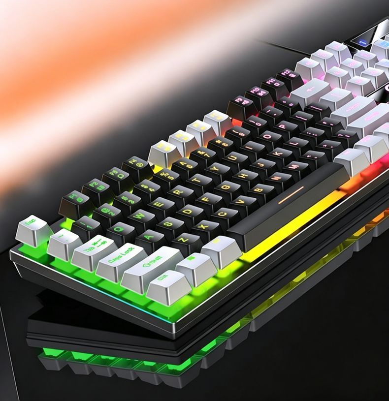 104 Keys Wired Keyboard White And Blue — image 6