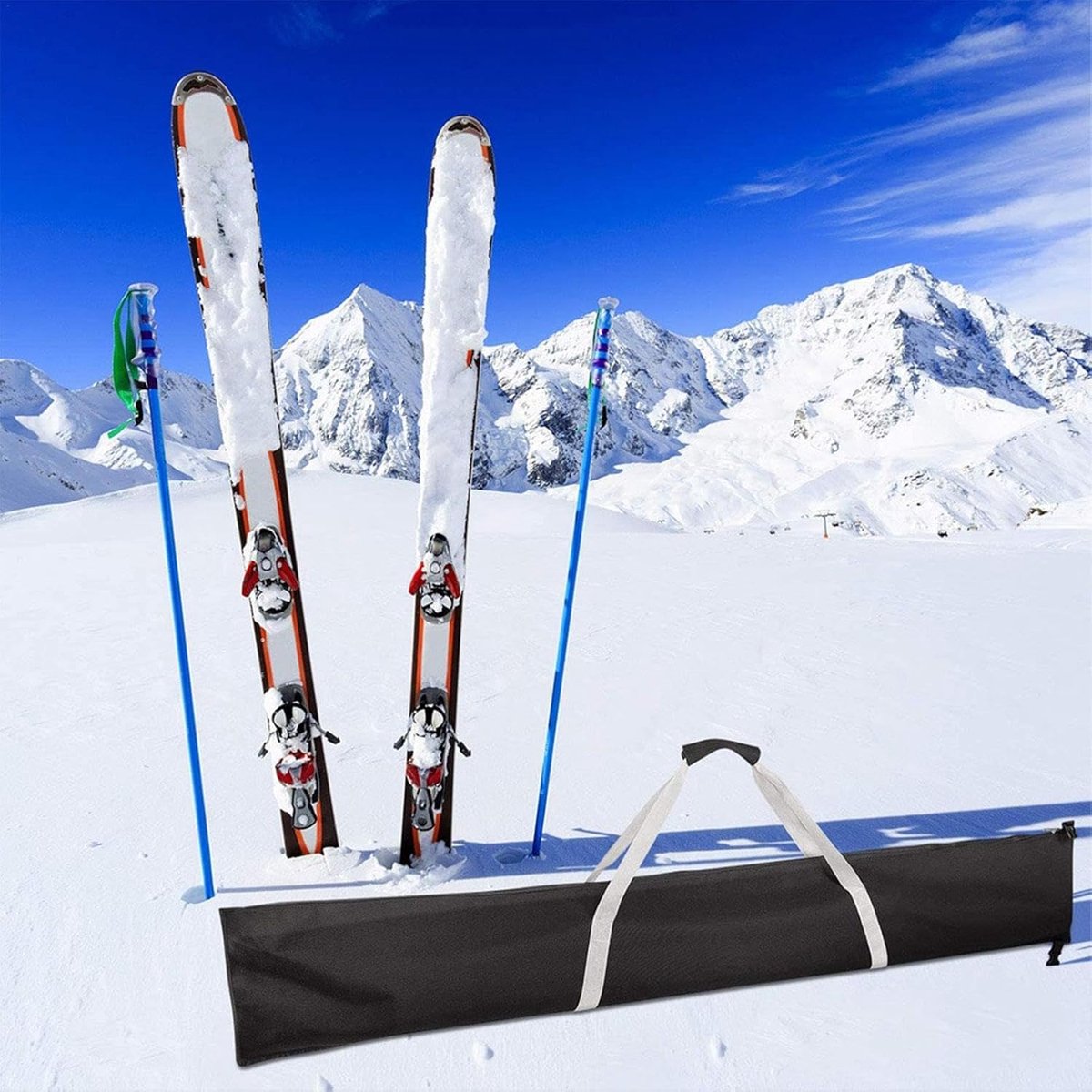 Water-repellent ski bag - 185×33cm - Ski cover with handles - 420D - single ski travel bags for ski equipment - Ski protection - Sports equipment - Black — image 4