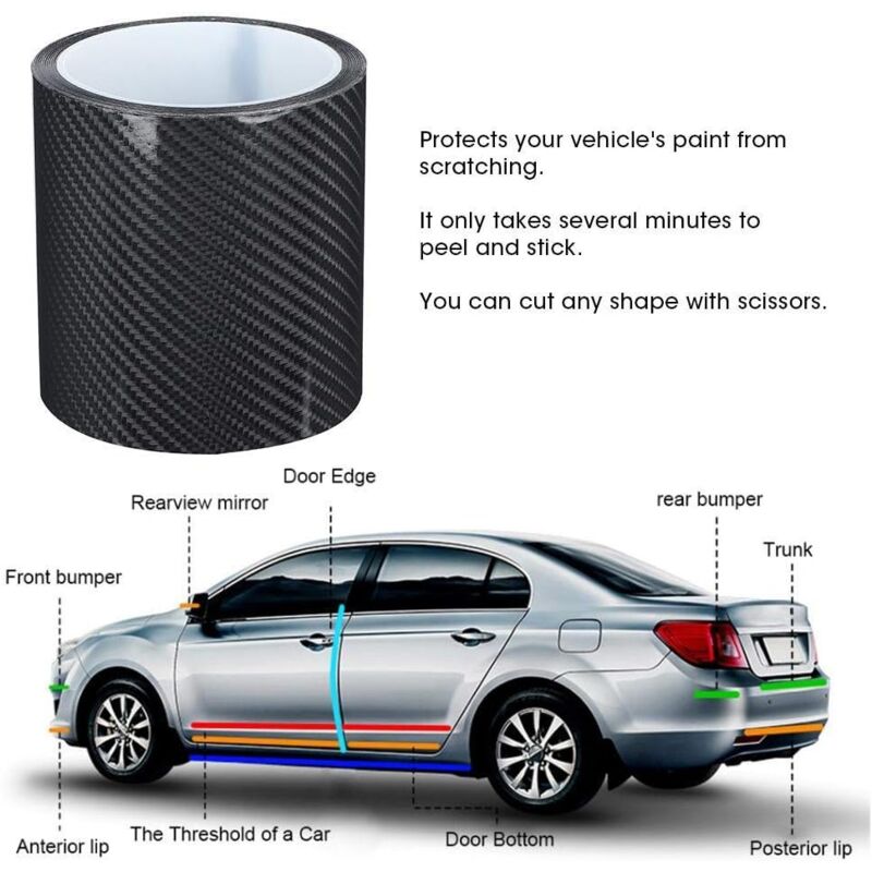 Anti-Scratch Carbon Fiber Strips Carbon Fiber Protective Film Dry Carbon Fiber Detailing Vinyl Wrap Strip Car Door Edge — image 4