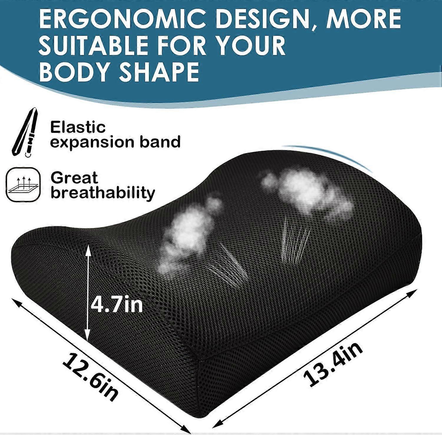 Memory Foam Lumbar Cushion Posture Corrector Vehicle Seat Home Office Chair (Black) — image 4