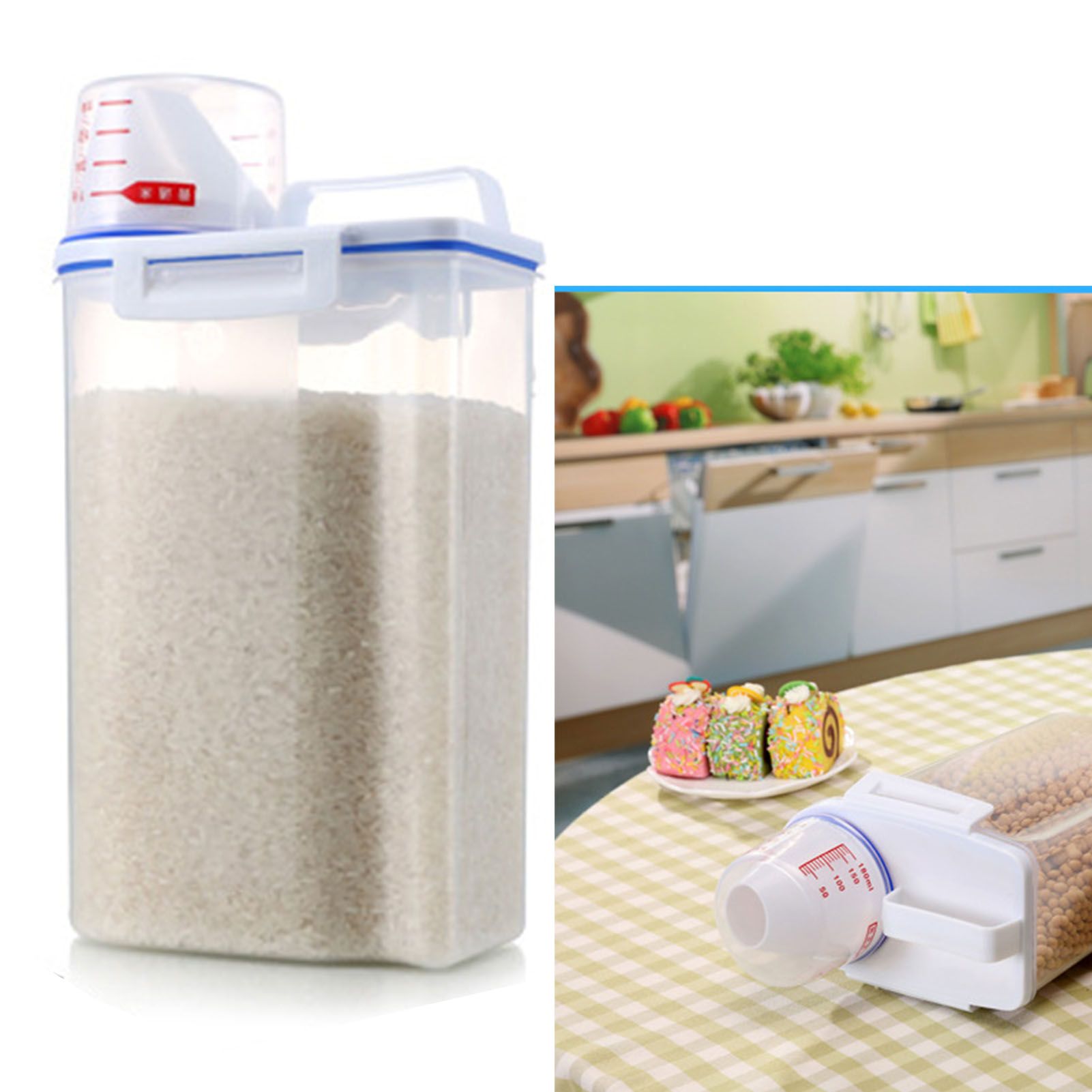 Rice Storage Barrel 2KG Capacity BPA Free Airtight Cereal Container with Measuring Cup Lid for Grain Flour Nuts โ image 6