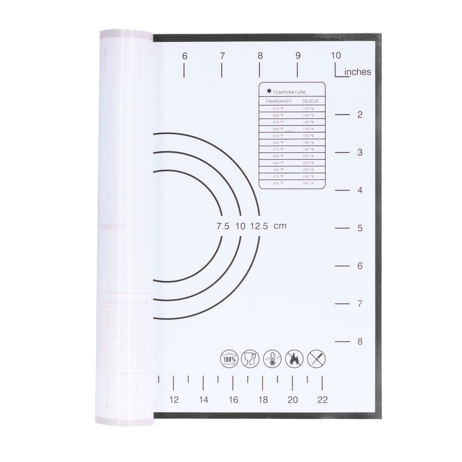 Baking Mat Silicone Non Slip Heat Resistant Dough Mat with Scale for Home Kitchen 29x26cmBlack โ image 6