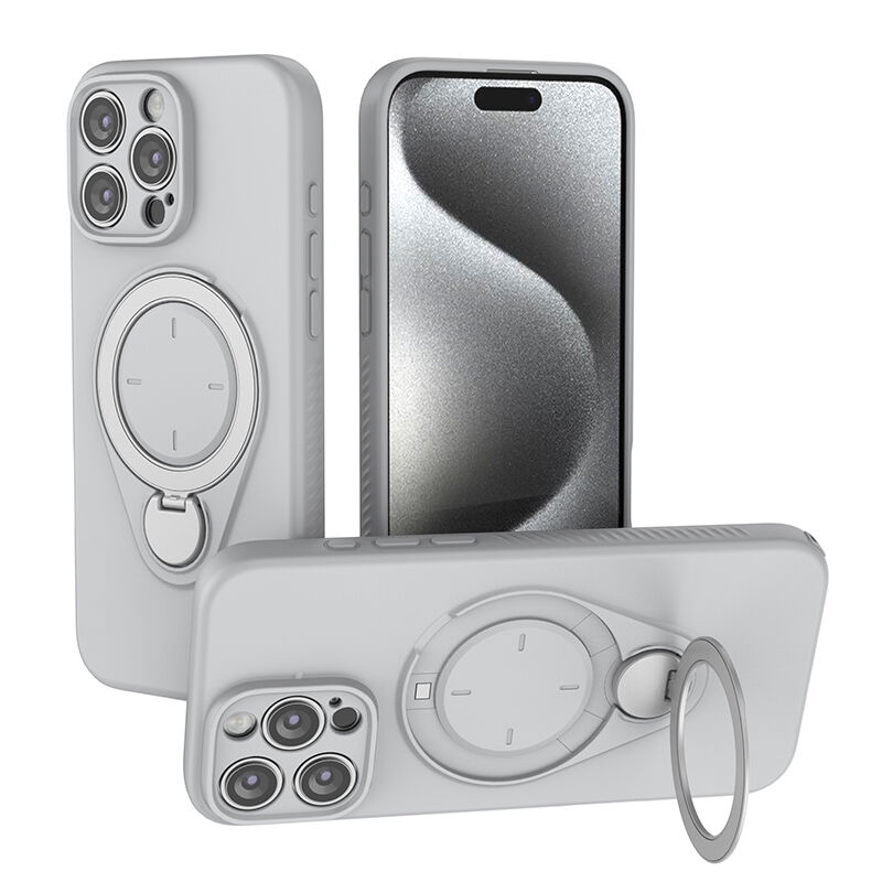 Magnetic Shockproof Case with 360-Degree Rotating Ring Stand for iPhone 16 Pro – Slim Protective Phone Cover with Airbag Corners and Wireless Charging Support