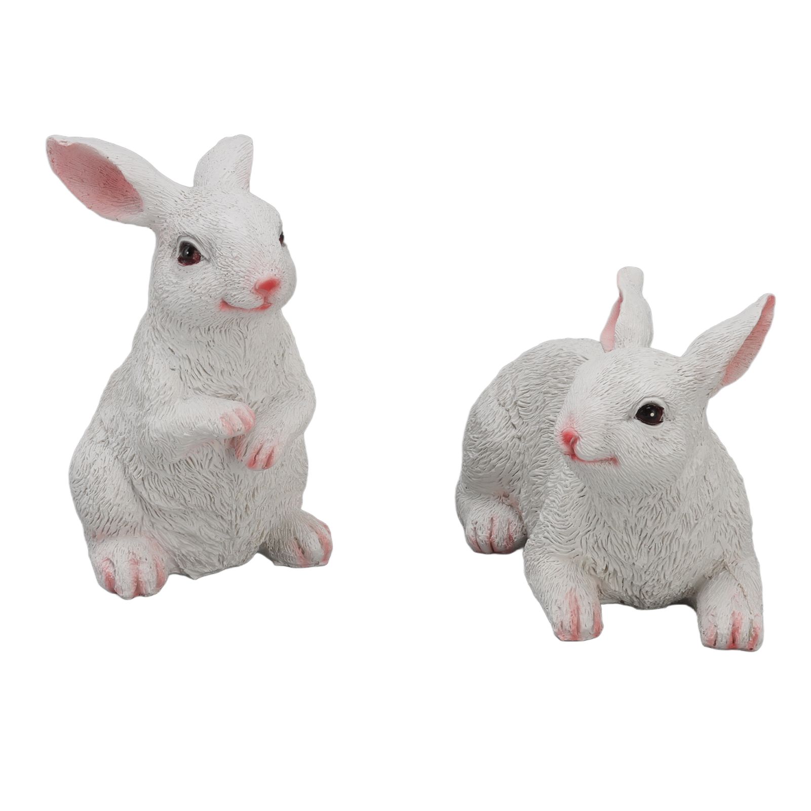 1 Pair Bunny Rabbit Ornaments Decorations Resin Art Craft Animal Model Sculpture Statue Figurine for Balcony Garden