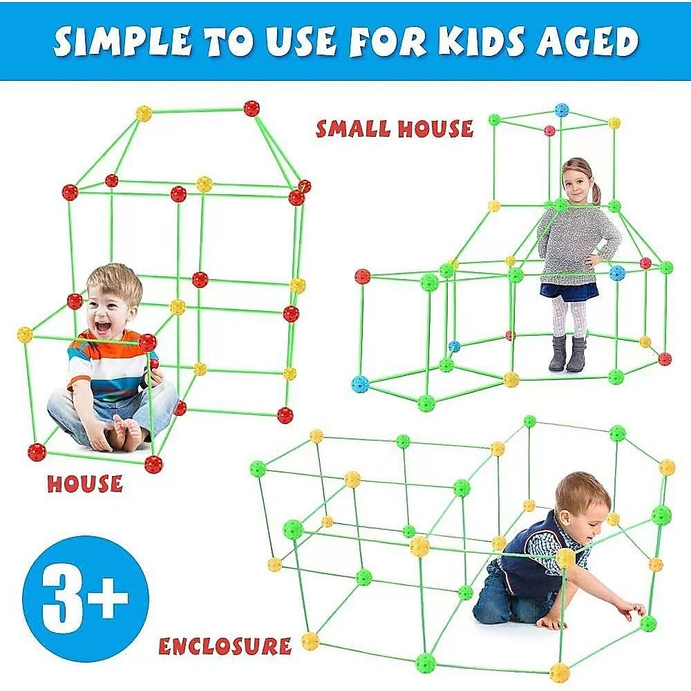 217pcs Kids Construction Fort Building Kit Castles 3D Play House Tent Toys โ image 6