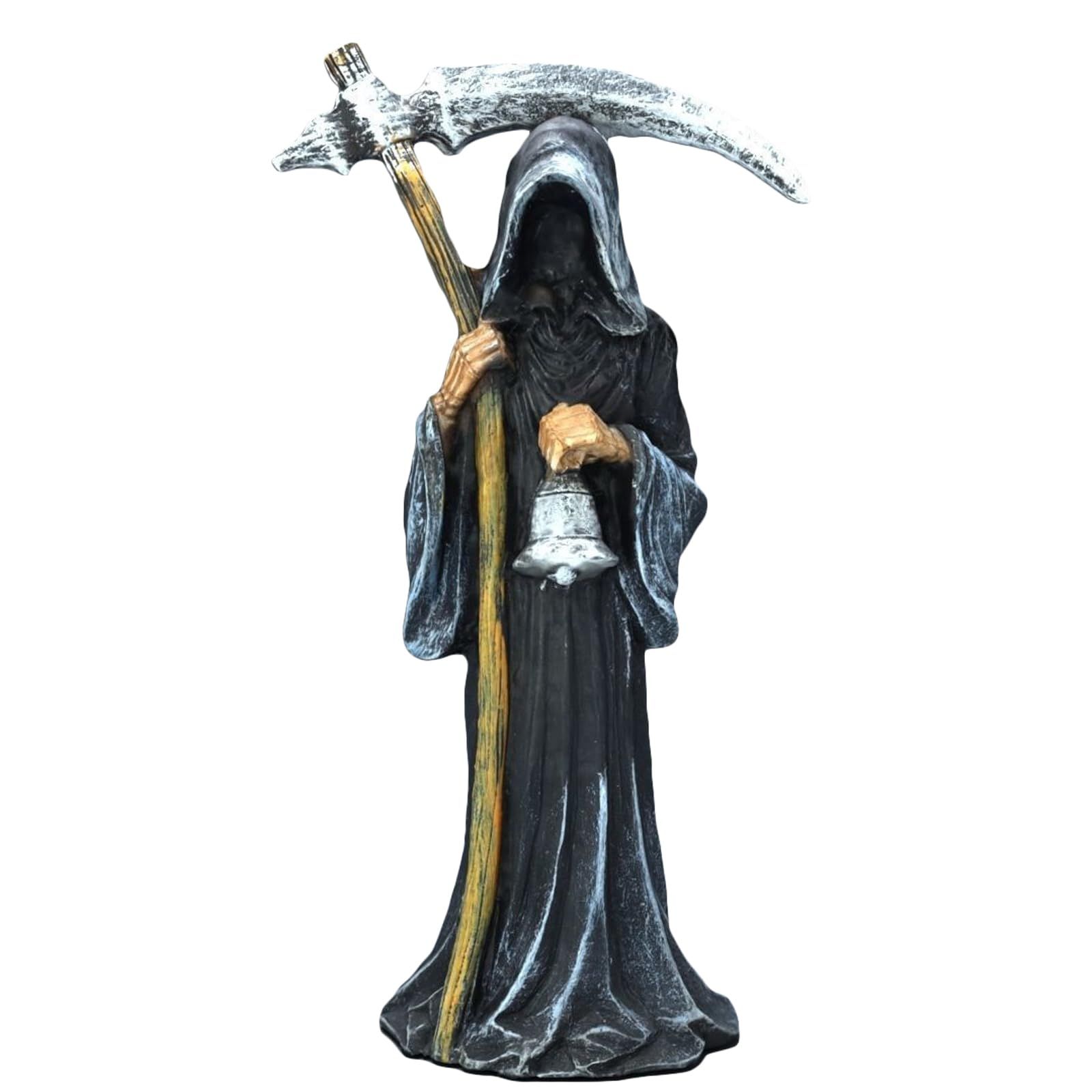 Death Statue Standing Grim Reaper Statue Resin Religious Decorative Figurine Altar Sculpture Desktop Ornament (Black, One Size)