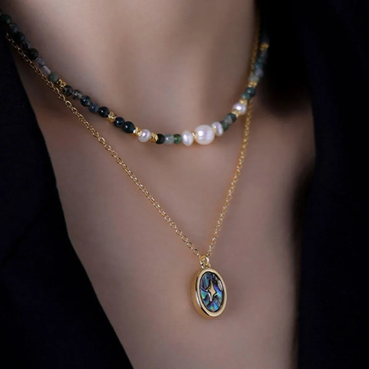 Retro Fashion Style Natural Stone Design Necklace for Women Vintage Jewelry - No pendant — image 5