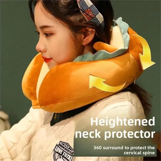 U-Shaped Neck Pillow Made of Soft Plush - Cute Bread Design - Breathable & Comfortable Travel Pillow for Neck Support โ image 3