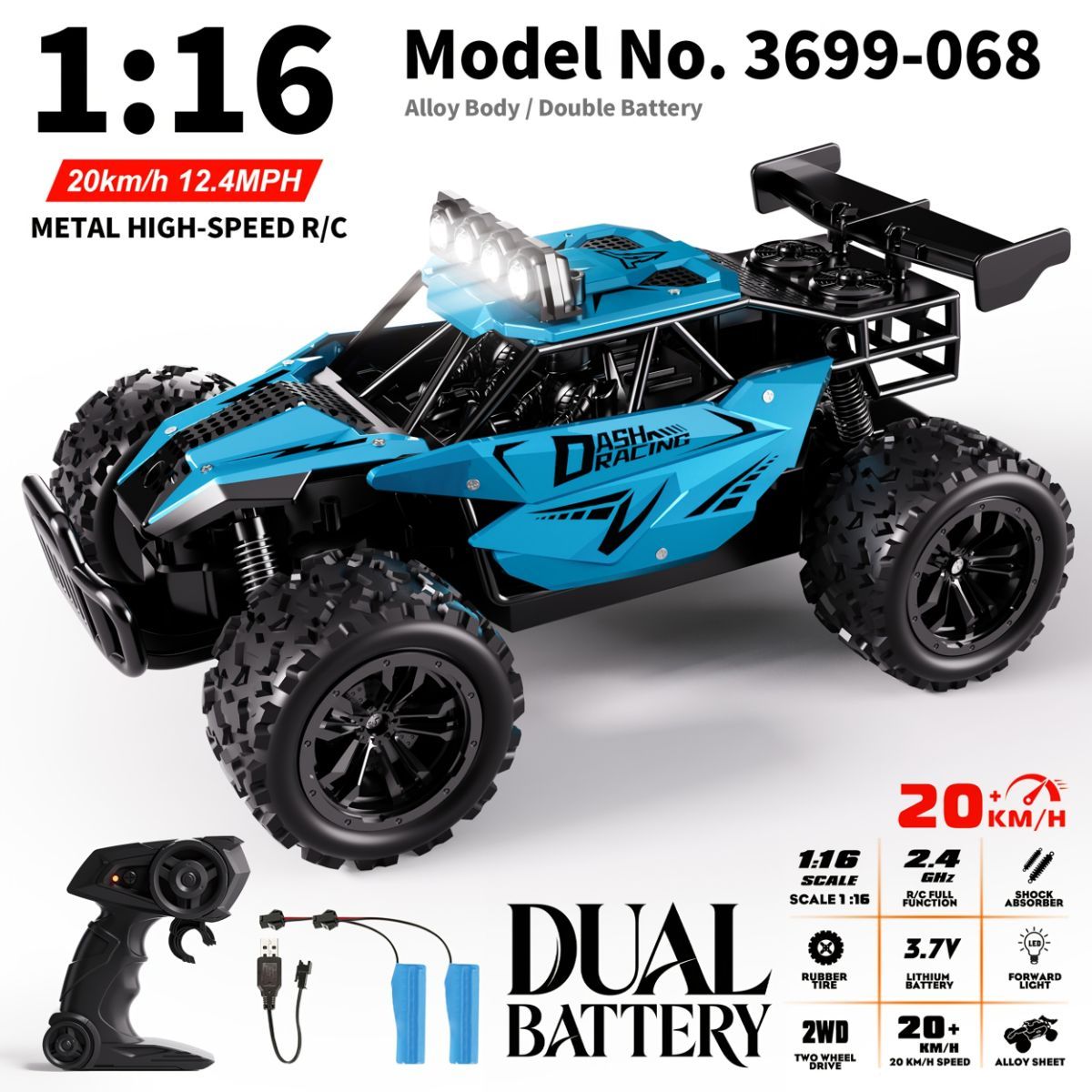 1:16 metal RC car, high-speed drifting, off-road racing car, boys toy car, 2.4GHz remote control, outdoor play toy, drift car, remote control car for kids โ image 6