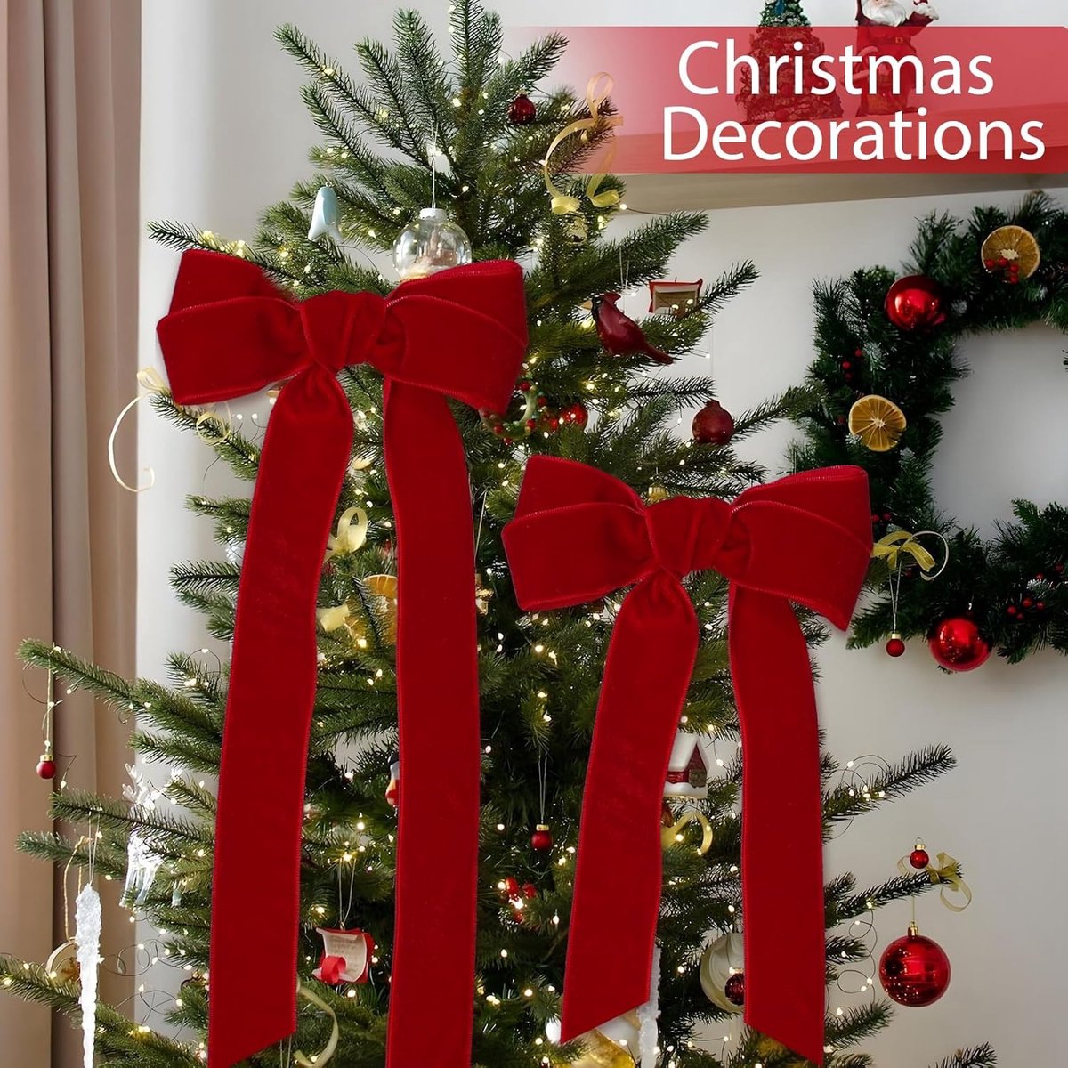 Red Velvet Ribbon – 2.5cm×22.5m, for gifts/Christmas decorations — image 4
