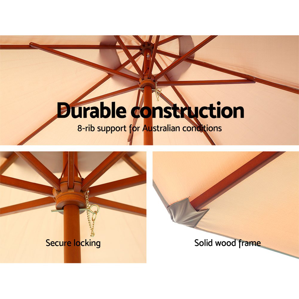 Instahut 3m Outdoor Umbrella Pole Umbrellas Beach Garden Sun Stand Patio Beige โ image 4