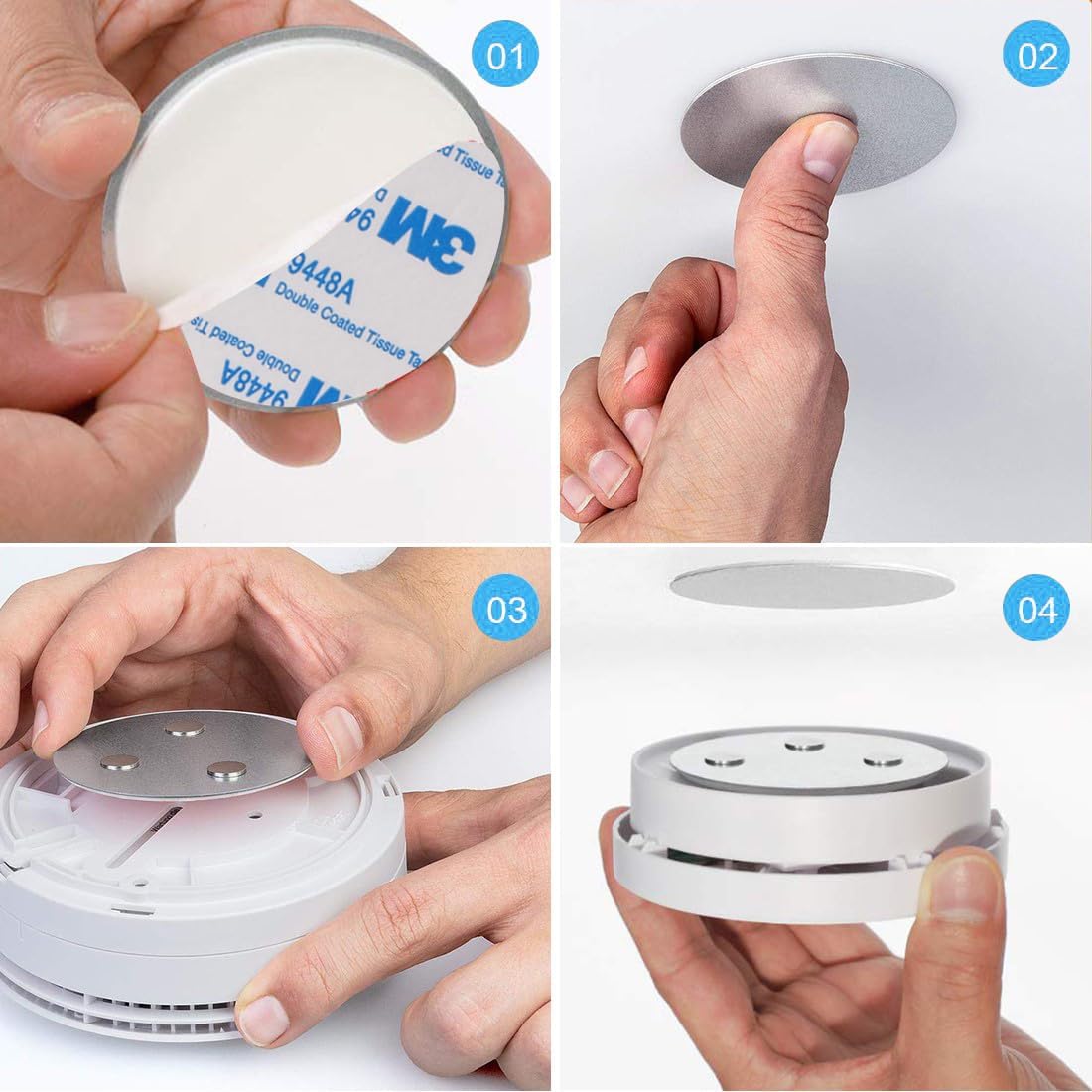 Magnetic Smoke Detector Sticky Pads Magnetic Adhesive Pads 3PCS Magnetic Smoke Alarm Fixing Mount No Drilling Magnet Holder Installation Tool for Smoke Fire โ image 4