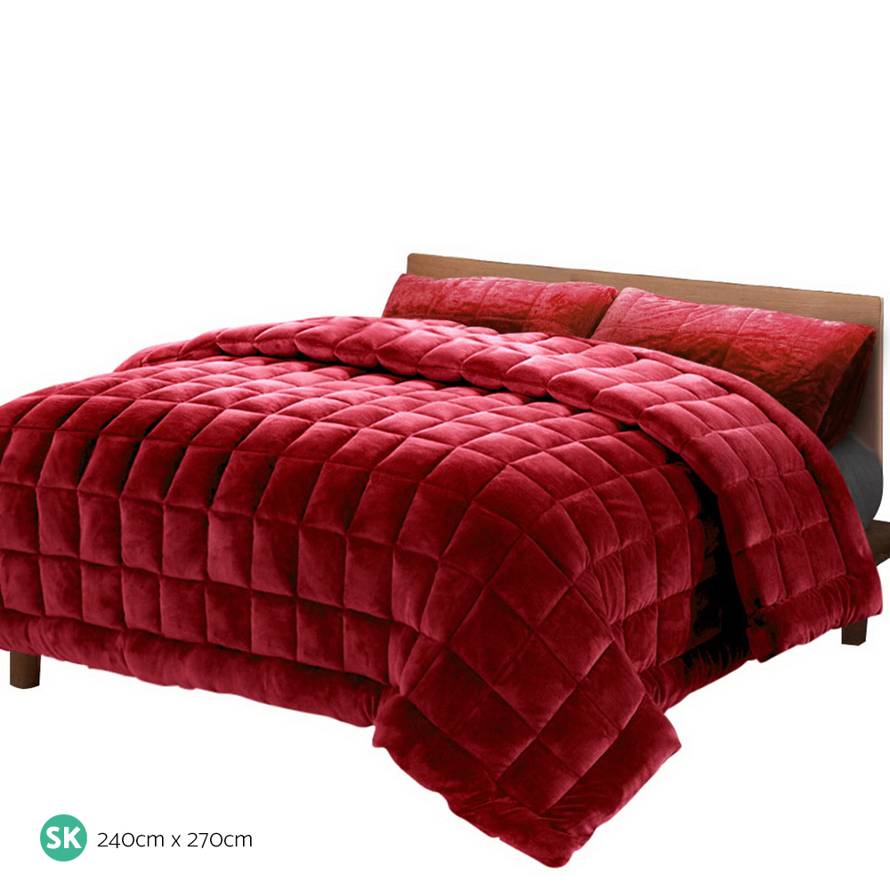 Giselle Bedding Faux Mink Quilt Burgundy Super King โ image 2