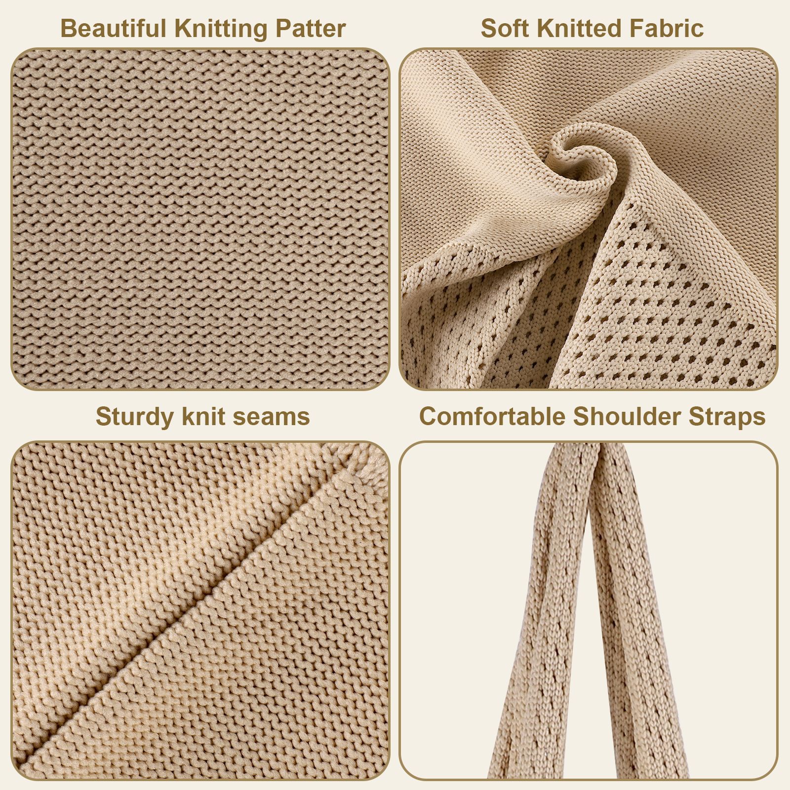 Brown Women's Large Mesh Beach Tote Bag Boho Crochet Shoulder Shopper Reusable Eco Grocery Net Bag for Summer Travel and Markets — image 3