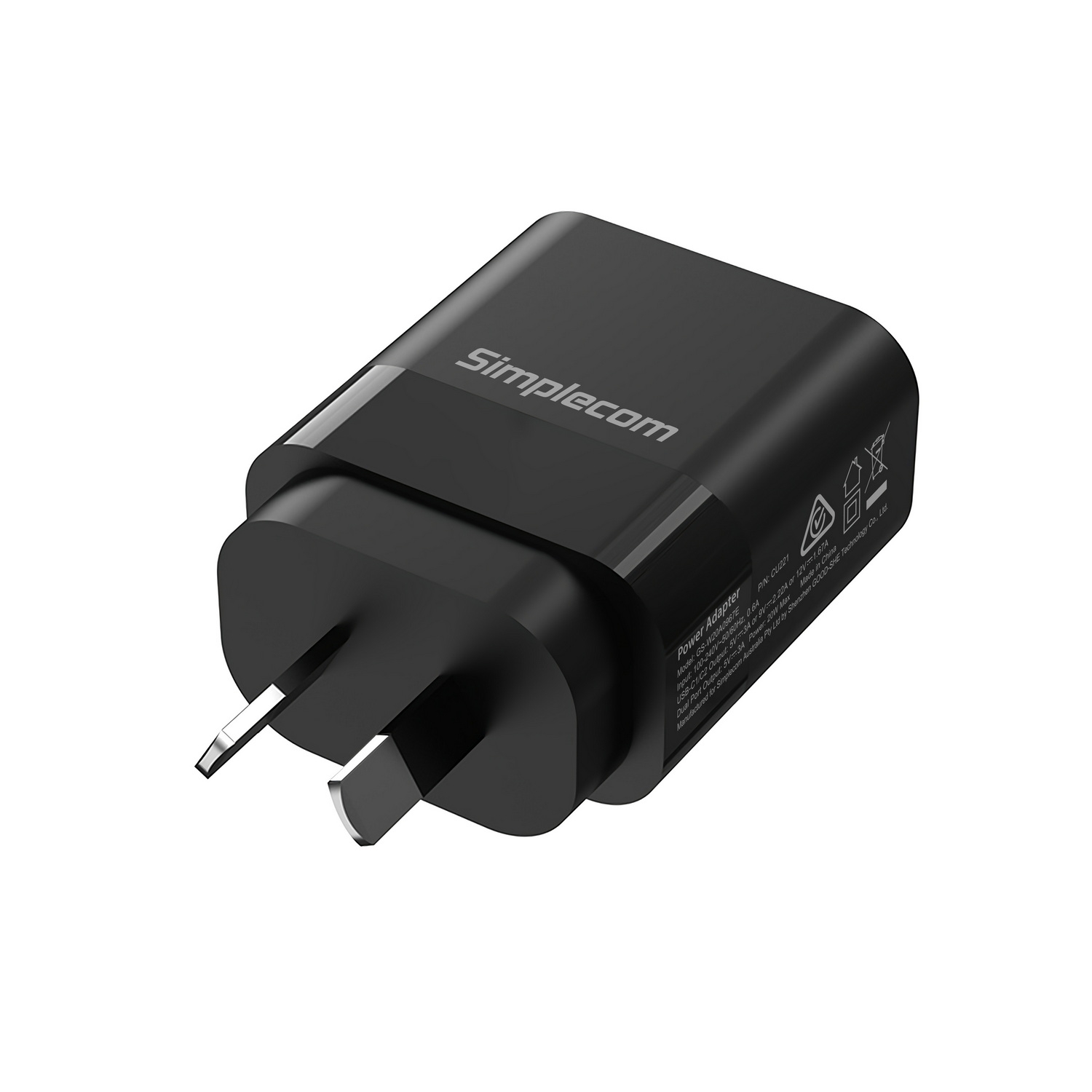 Simplecom CU221 Dual USB-C Fast Wall Charger PD 20W for Phone Tablet โ image 3