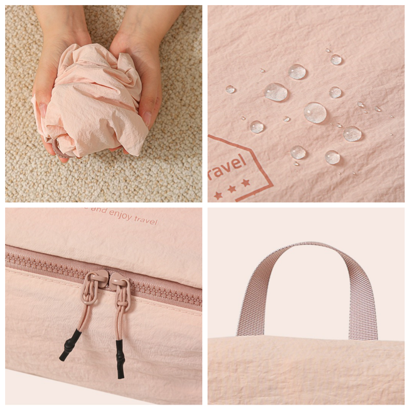 5-Piece Travel Packing Cube Set, Wrinkle-Resistant Nylon Luggage Organizer Bags with Cosmetic Bag & Shoe Bag for Clothing and Toiletries Storage - Pink — image 5